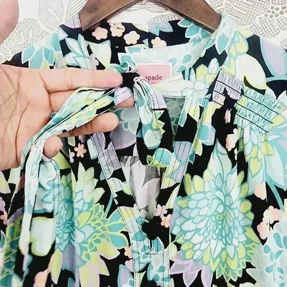 kate spade Slip Maxi Dress Keyhole Cap Sleeve Floral Stretched Size XS - Picture 4 of 8